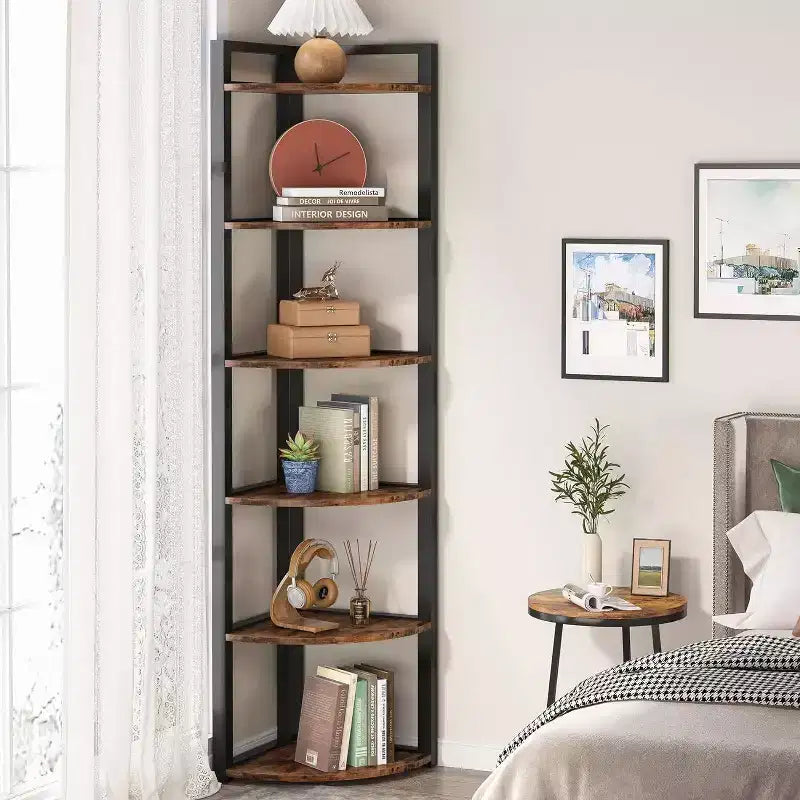 LITTLE TREE 70.9 Regał narożny 6-poziomowy Brąz rustykalny