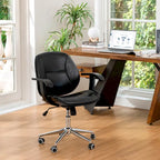 Glitzhome Skórzane Krzesło Biurowe Regulowane Obrotowe z Podłokietnikami Ergonomiczny Design