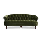 Sofa Chesterfield La Rosa 84 w stylu Mid-Century Modern, tapicerowana aksamitem i przeszywana głęboko