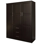 Palace Imports 100% szafa trzydrzwiowa Cosmo z litego drewna, z drzwiami z litego drewna lub lustrzanymi