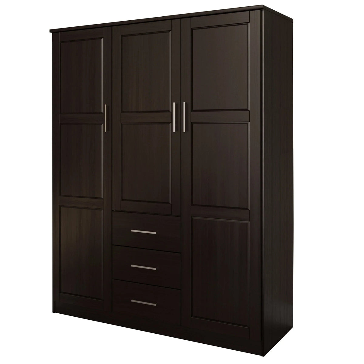 Palace Imports 100% szafa trzydrzwiowa Cosmo z litego drewna, z drzwiami z litego drewna lub lustrzanymi