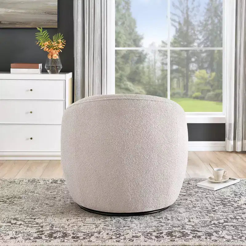 Fotel typu barrel Roundhill Furniture Galleria 360° z imitacją baranika