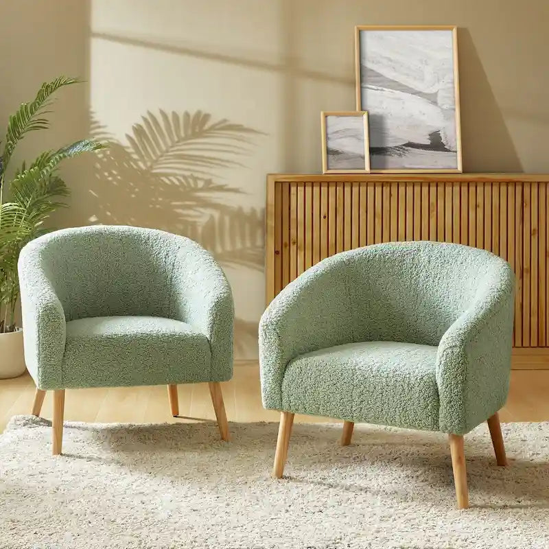 Zestaw 2 foteli Sheila Modern 30 W Boucle z nogami z litego drewna od HULALA HOME