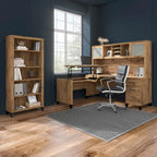 Biurko w kształcie litery L Somerset 60 cali z nadstawką do przechowywania od Bush Furniture