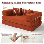 Dyonery 65-calowa rozkładana podłogowa sofa 5 w 1, rozkładana do podwójnego łóżka, ze stałym metalowym stelażem, sztruksowa