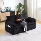 64,5-calowa rozkładana sofa 3 w 1 z sztruksu z funkcją spania