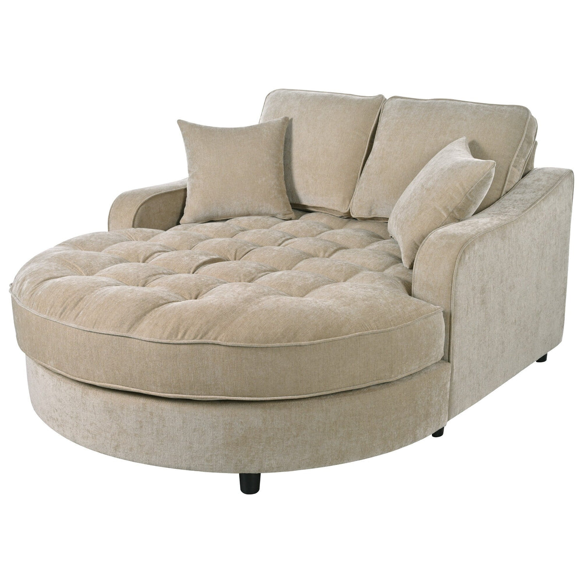 Sofa rozkładana typu chaise longue z chenille, tapicerowana sofa z pikowanym oparciem i 2 zdejmowanymi poduszkami do salonu