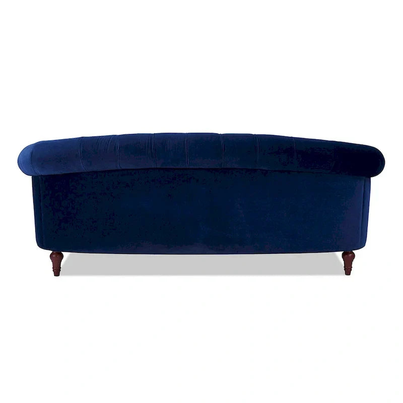 Sofa Chesterfield La Rosa 84 w stylu Mid-Century Modern, tapicerowana aksamitem i przeszywana głęboko