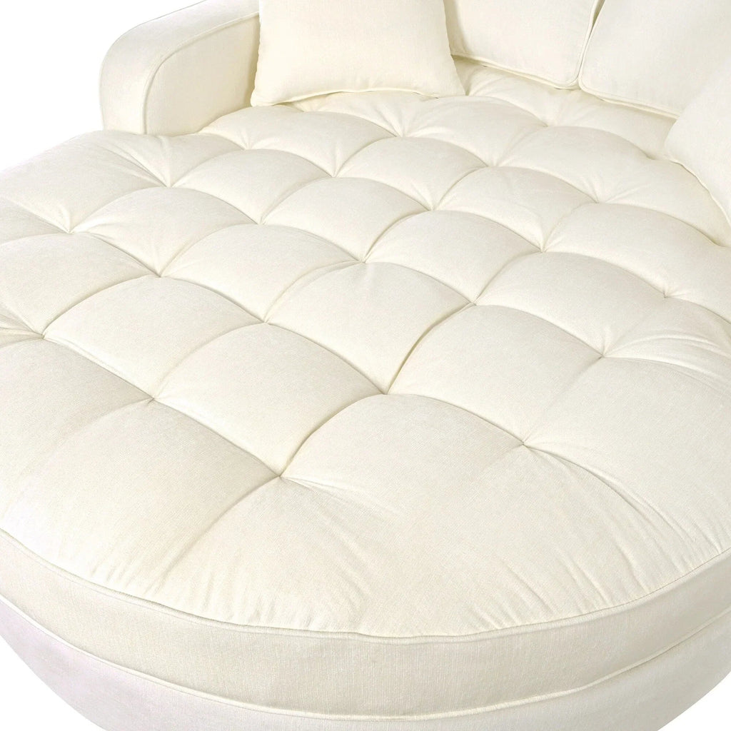 Sofa rozkładana typu chaise longue z chenille, tapicerowana sofa z pikowanym oparciem i 2 zdejmowanymi poduszkami do salonu
