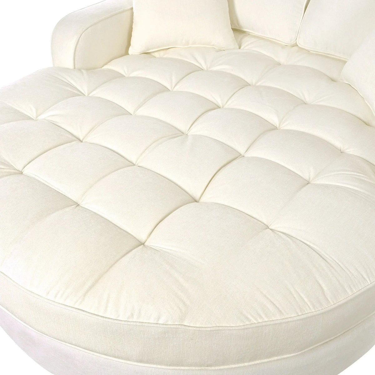 Sofa rozkładana typu chaise longue z chenille, tapicerowana sofa z pikowanym oparciem i 2 zdejmowanymi poduszkami do salonu