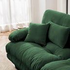 Narożna sofa dwuosobowa typu szezlong, szezlong szezlongowy z szenili z poduszkami lędźwiowymi