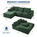 108 Nowoczesna sofa, 3-osobowa sofa tapicerowana w kształcie litery L z poduszkami, sofa z głębokim siedziskiem, bez konieczności montażu