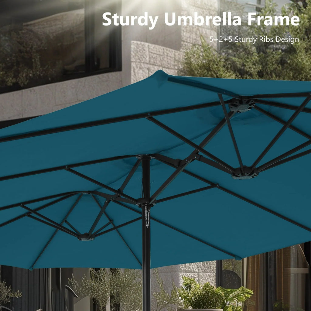 MAISON ARTS 15-stopowy dwustronny parasol ogrodowy bardzo duży typu twin z dołączoną podstawą