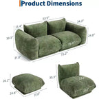 Modułowa dwuosobowa sofa z tkaniny szenilowej, sofa typu "cloud" z pianką o wysokiej sprężystości, sofa bezstelażowa do małych wnętrz