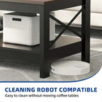 Rustykalny stolik kawowy z półką do przechowywania, dwupoziomowy stolik do salonu