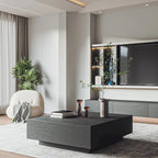 Stolik kawowy w stylu Mid-Century ModernMinimalistyczny stolik kawowy z forniru z miejscem do przechowywania do salonu, w pełni zmontowany