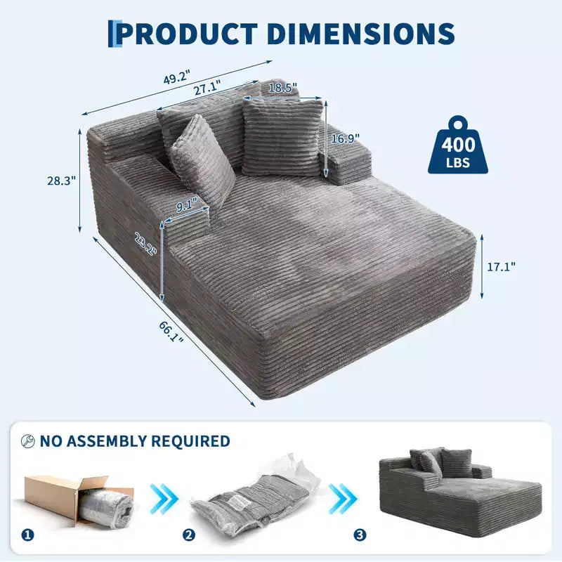 COZONY 49.2 Oversize’owa rozkładana fotele-sofa, aksamitny fotel/sofa rozkładana, nośność 400 lb