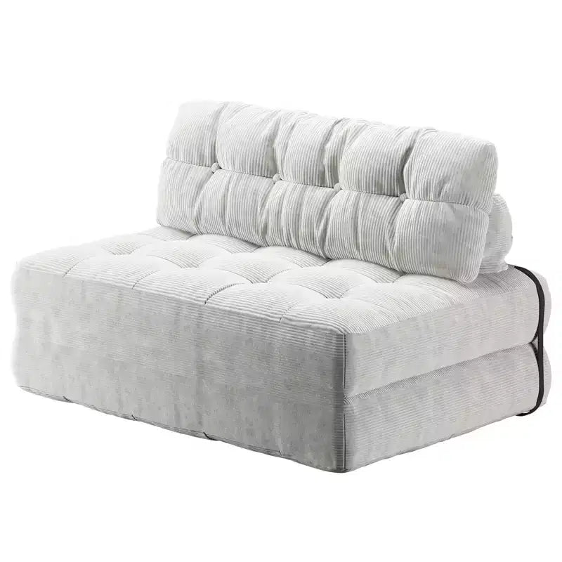 Rozkładana sofa futon z miękkiego sztruksu, składane łóżko podłogowe z poduszką i oparciem