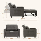 Wielofunkcyjna sofa 3 w 1 z funkcją spania, rozkładany fotel, składane łóżko do salonu