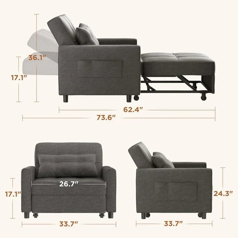 Wielofunkcyjna sofa 3 w 1 z funkcją spania, rozkładany fotel, składane łóżko do salonu