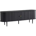 Szafka RTV AMERLIFE 70" z nogami z litego drewna, konsola pod telewizor w stylu mid-century modern z przesuwnymi drzwiami typu żaluzjowego