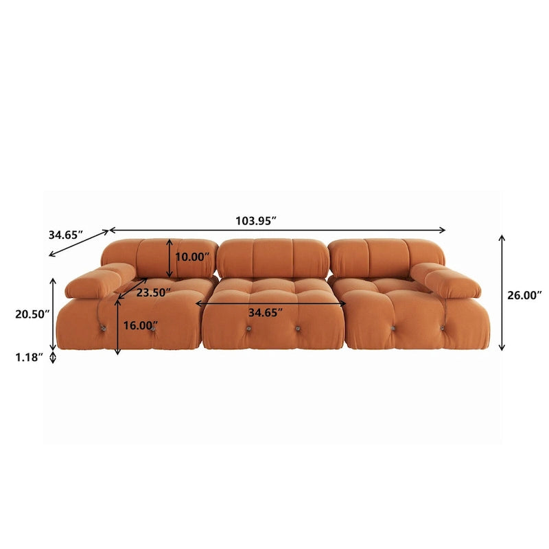Modułowa sofa 3-osobowa z aksamitu z możliwością zmiany układu
