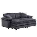 Nowoczesna 2-osobowa sofa sztruksowa z 4 poduszkami i 2 pufami