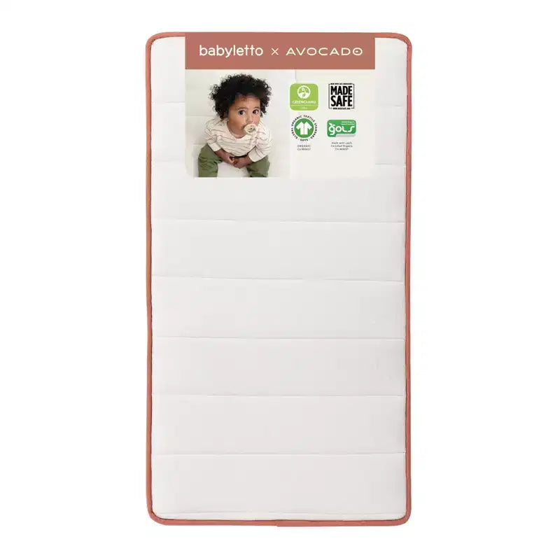 Babyletto Babyletto x Avocado Organiczny materac do łóżeczka niemowlęcego 2-stopniowy i w 100% nietoksyczny - Biały