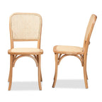 Zestaw 2 krzeseł do jadalni Neah w stylu Mid-Century Modern z plecionego rattanu i drewna