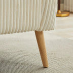 Dwuosobowa sofa tapicerowana sztruksem na drewnianych nogach w kolorze orzecha