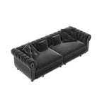 Rozkładana sofa 3 w 1 Whisen Velvet typu king-size z ruchomym podnóżkiem i pikowanym wzorem