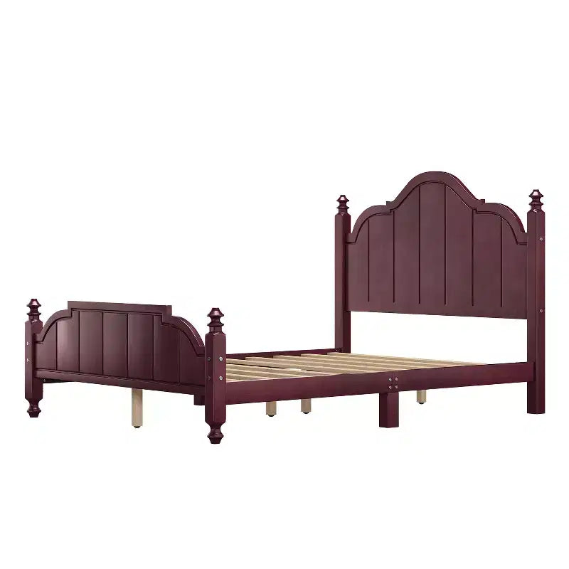 Rama łóżka platformowego Queen w stylu vintage – lite drewno sosnowe, zagłówek z płyty MDF, nie wymaga stelaża