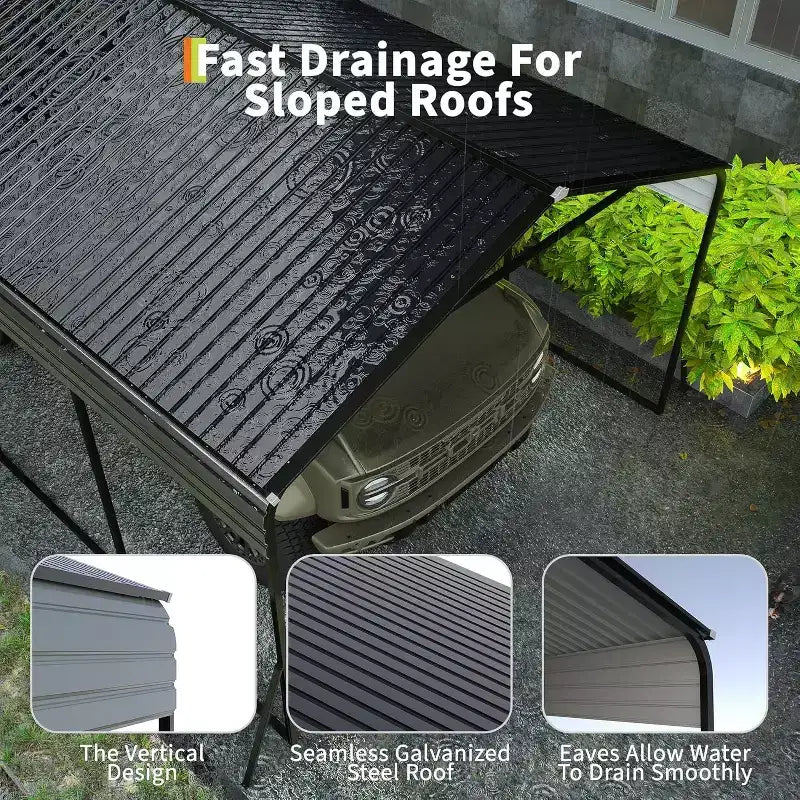 12 x 20 FT Solidny stalowy carport z zestawem kotwiczącym
