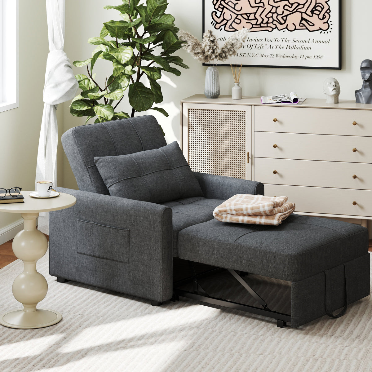 Wielofunkcyjna sofa 3 w 1 z funkcją spania, rozkładany fotel, składane łóżko do salonu