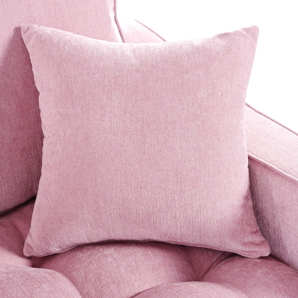 Sofa rozkładana typu chaise longue z chenille, tapicerowana sofa z pikowanym oparciem i 2 zdejmowanymi poduszkami do salonu