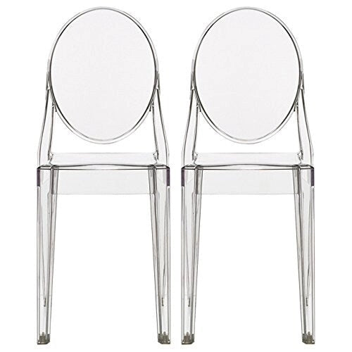 Stosowalne krzesła boczne w stylu Mid-Century Modern, krystalicznie przezroczyste, do jadalni i salonu, bez podłokietników, transparentne krzesła akcentowe do biura