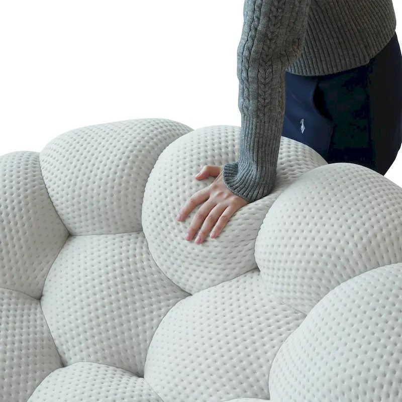 2 szt. sofa bąbelkowa 3D tapicerowana tkaniną o strukturze plastra miodu, 3-osobowa sofa bąbelkowa i sofa jednoosobowa do salonu