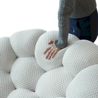 2 szt. sofa bąbelkowa 3D tapicerowana tkaniną o strukturze plastra miodu, 3-osobowa sofa bąbelkowa i sofa jednoosobowa do salonu