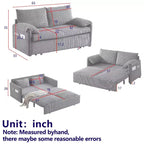 64,5-calowa rozkładana sofa 3 w 1 z sztruksu z funkcją spania