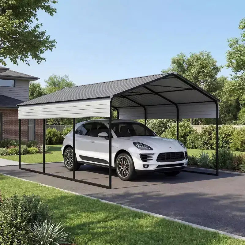 12 x 20 FT Solidny stalowy carport z zestawem kotwiczącym