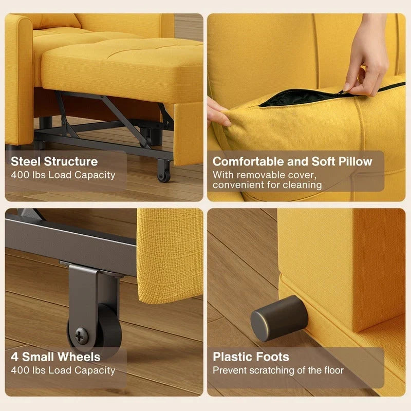 Wielofunkcyjna sofa 3 w 1 z funkcją spania, rozkładany fotel, składane łóżko do salonu