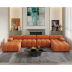 138 Modułowa sofa narożna z funkcją spania, minimalistyczna sofa w kształcie litery U wykonana z weluru