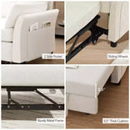 Dyonery 51 – rozkładana sofa 3 w 1, dwuosobowa sofa rozkładana z wysuwanym łóżkiem, regulowanym oparciem, lniana sofa
