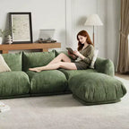 Bezkostna sofa dwuosobowa – nie wymaga montażu, puszysta sofa typu cloud z chenille’u o szerokości 75,2 cala i głębokości siedziska 23,2 cala do małych przestrzeni (zielona)