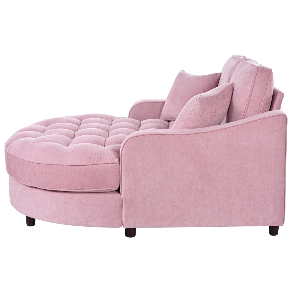 Sofa rozkładana typu chaise longue z chenille, tapicerowana sofa z pikowanym oparciem i 2 zdejmowanymi poduszkami do salonu