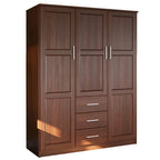 Palace Imports 100% szafa trzydrzwiowa Cosmo z litego drewna, z drzwiami z litego drewna lub lustrzanymi