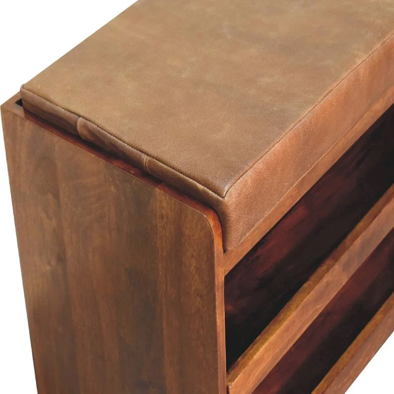 Wysuwana ławka do przechowywania obuwia Buffalo Hide w kolorze kasztanowym