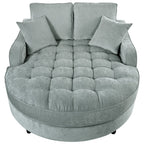 Sofa rozkładana typu chaise longue z chenille, tapicerowana sofa z pikowanym oparciem i 2 zdejmowanymi poduszkami do salonu