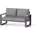 Dwuosobowa sofa ogrodowa Heynemo z aluminium, metalowa sofa tarasowa odporna na warunki atmosferyczne, fotel tarasowy na ganek, do ogrodu i podwórza