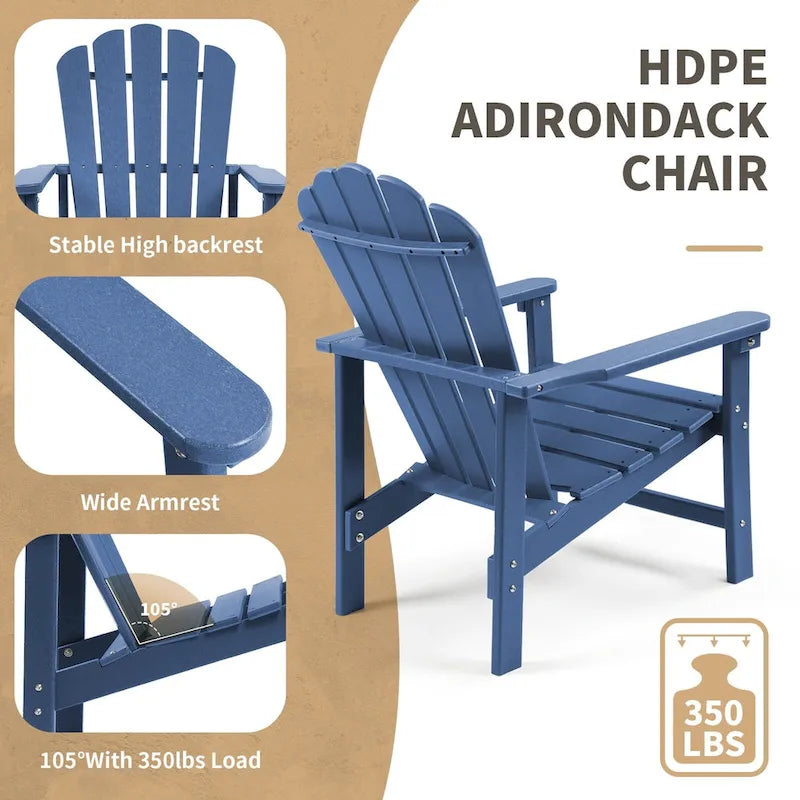 Vrakae 6 szt. Wodoodporne, składane krzesła Adirondack HDPE na taras